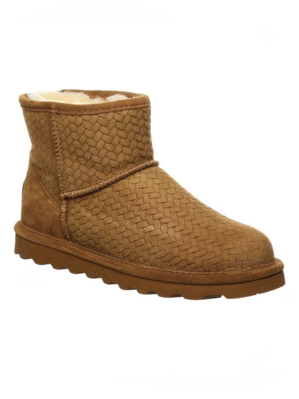 Bearpaw Aleesa Hickory II Winter Boots Sz 8 Tan Suede Herringbone Cozy Cabincore